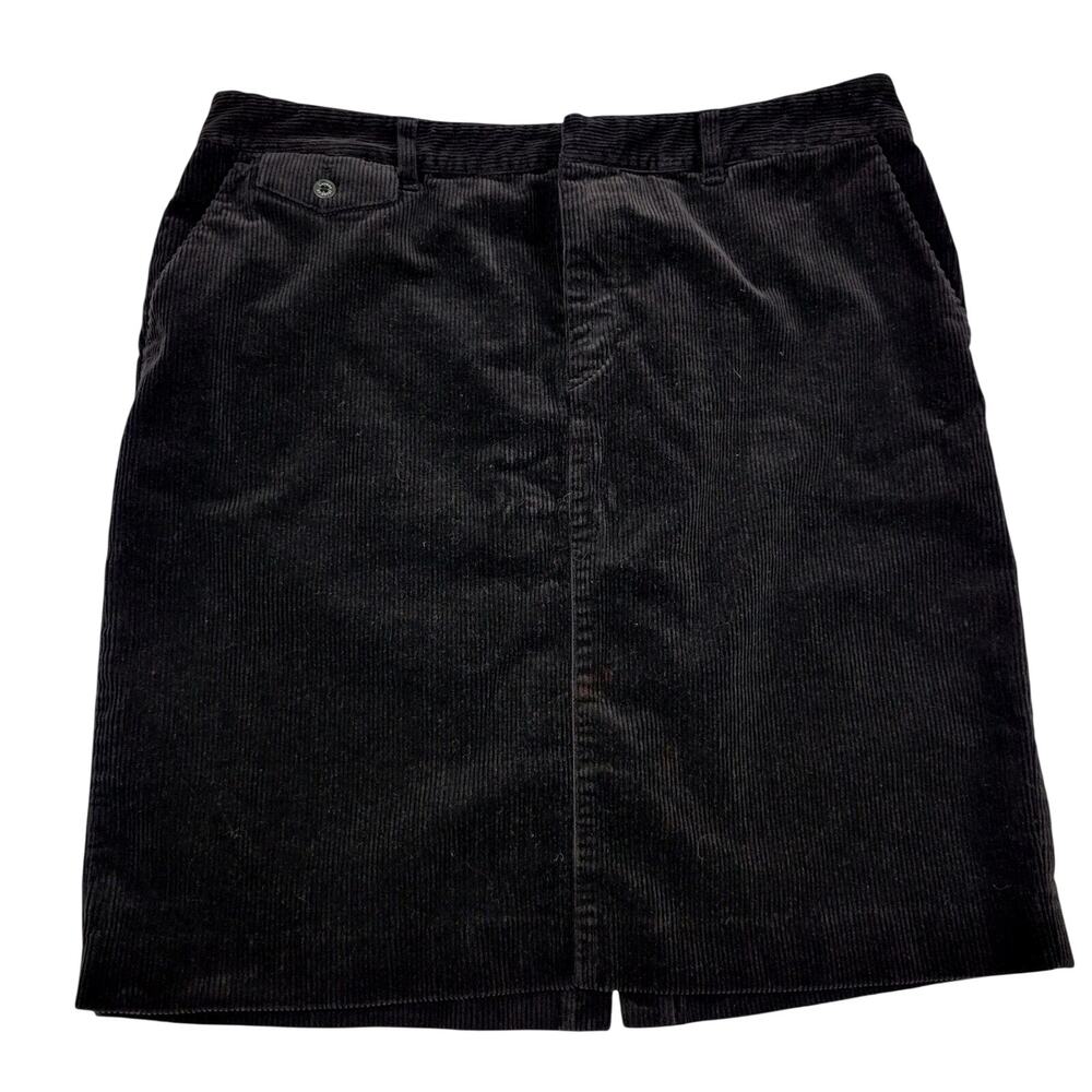 Lauren Ralph Lauren Corduroy Pencil Skirt Sz 16 Black Casual Preppy Academia